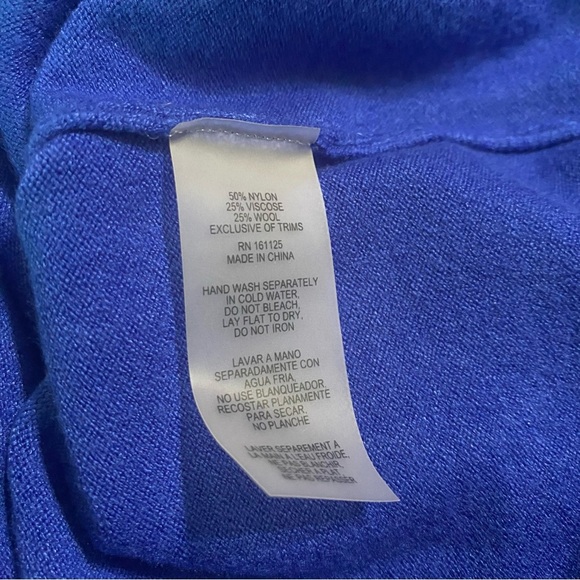 Vila Milano Blue Jeweled Long Sleeve Knit Soft Wool Blend Top - Picture 5 of 6